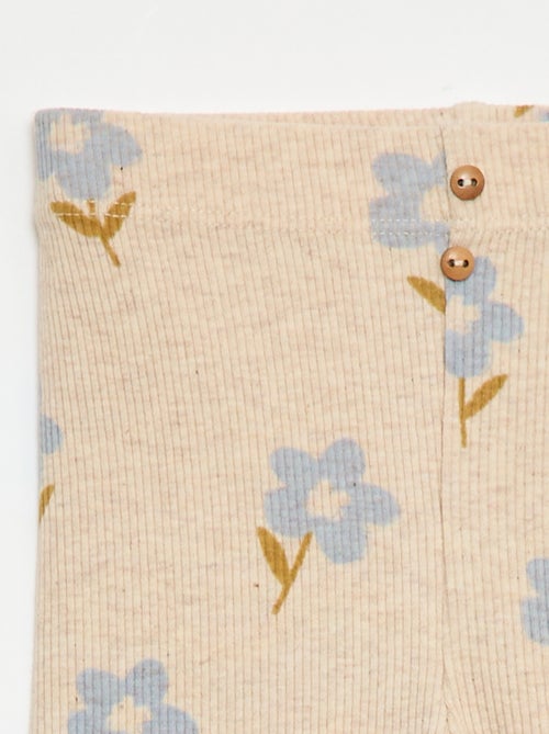 Leggings compridas caneladas com motivo - Kiabi