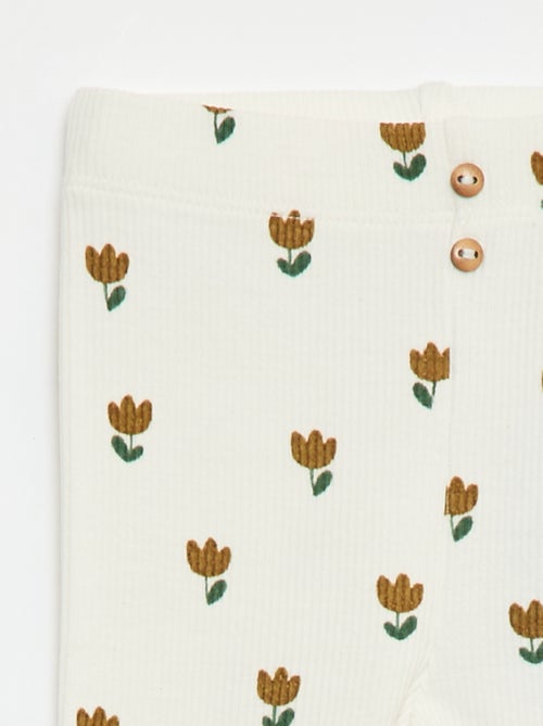 Leggings compridas caneladas com motivo - Kiabi