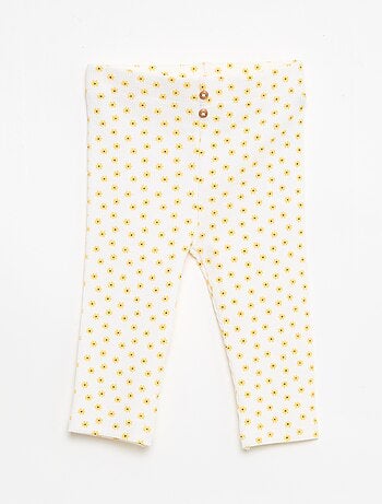 Leggings compridas caneladas com motivo