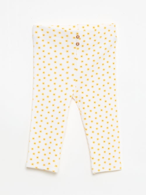 Leggings compridas caneladas com motivo - Kiabi