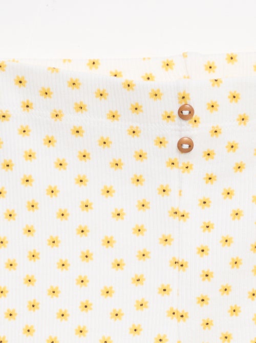 Leggings compridas caneladas com motivo - Kiabi