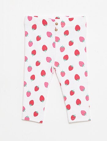 Leggings compridas caneladas com motivo