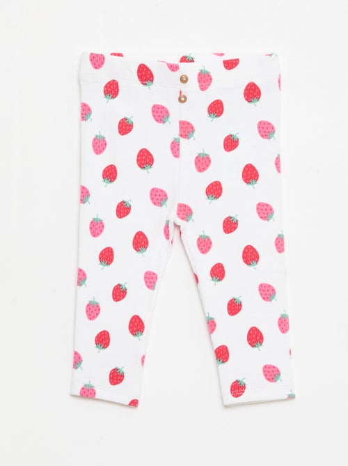 Leggings compridas caneladas com motivo - Kiabi