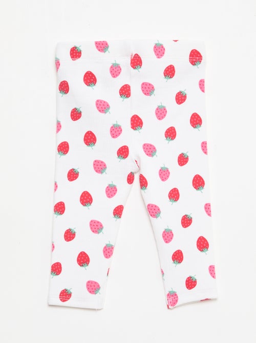 Leggings compridas caneladas com motivo - Kiabi