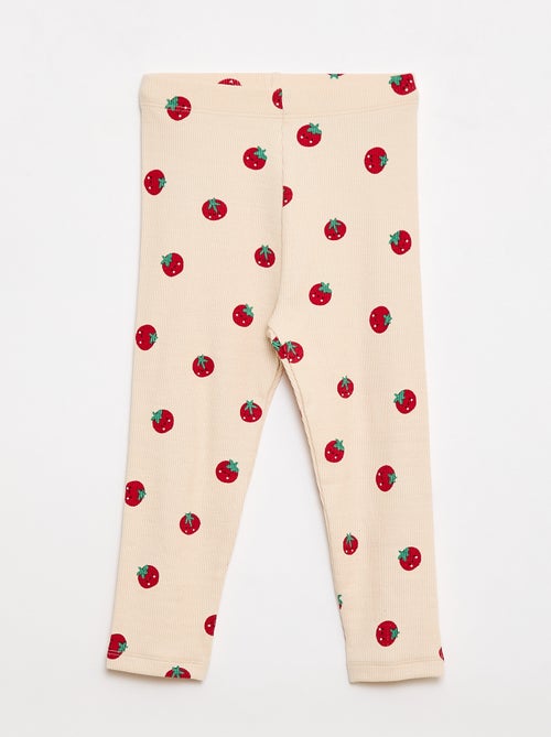 Leggings compridas caneladas com motivo - Kiabi