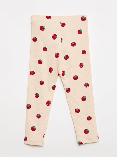 Leggings compridas caneladas com motivo - Kiabi