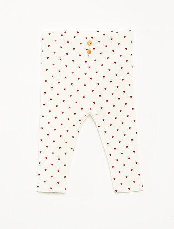 Leggings compridas caneladas com motivo