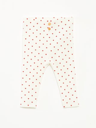 Leggings compridas caneladas com motivo