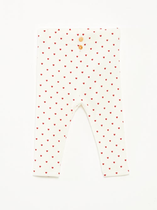 Leggings compridas caneladas com motivo - Kiabi