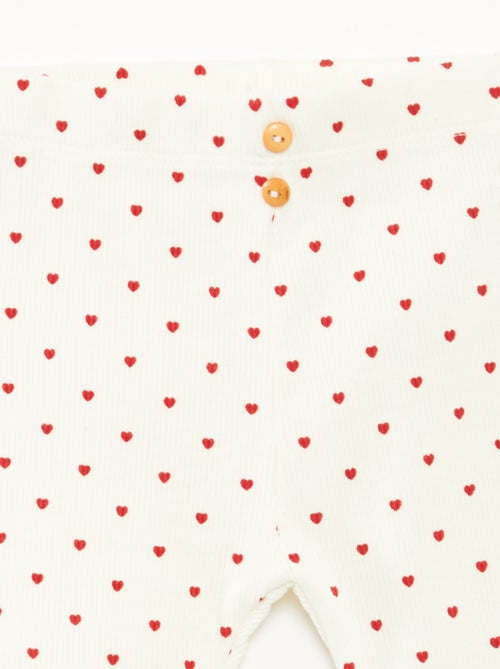 Leggings compridas caneladas com motivo - Kiabi