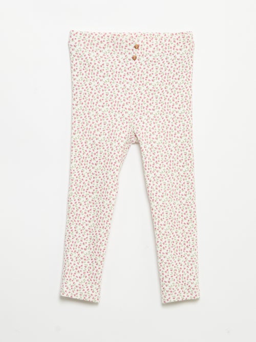 Leggings compridas caneladas com motivo - Kiabi