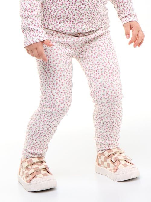Leggings compridas caneladas com motivo - Kiabi