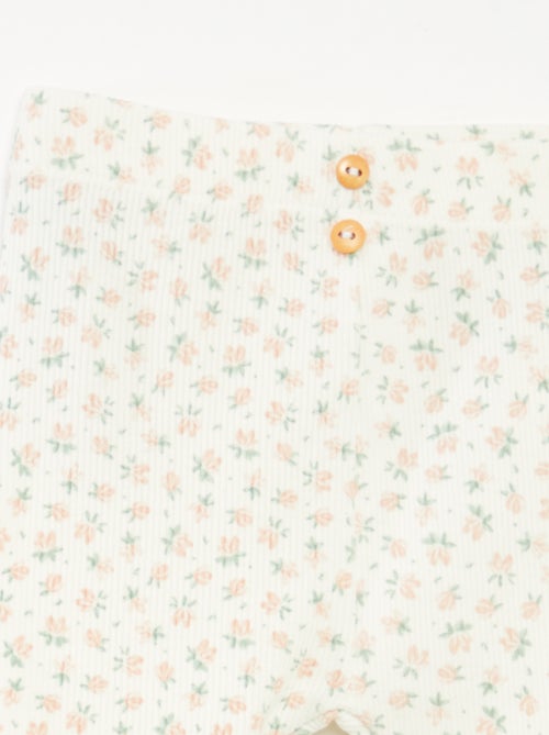 Leggings compridas caneladas com motivo - Kiabi