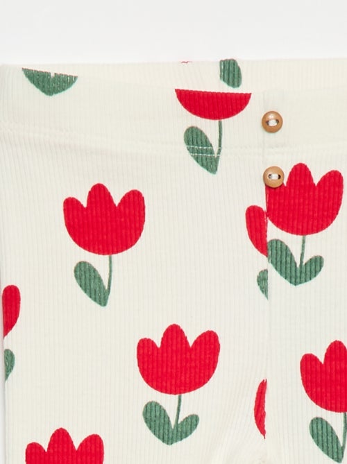 Leggings compridas caneladas com motivo - Kiabi