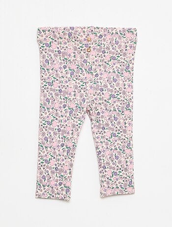 Leggings compridas caneladas com motivo