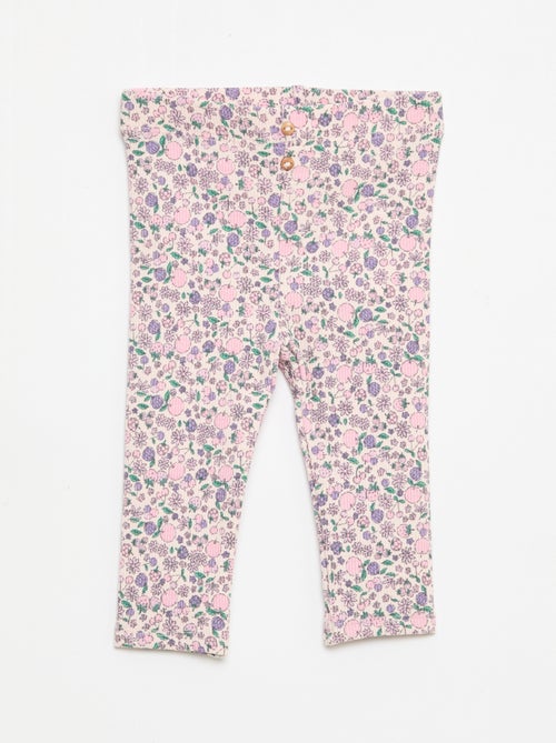 Leggings compridas caneladas com motivo - Kiabi