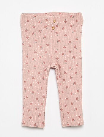 Leggings compridas caneladas com motivo