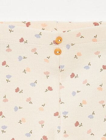 Leggings compridas caneladas com motivo