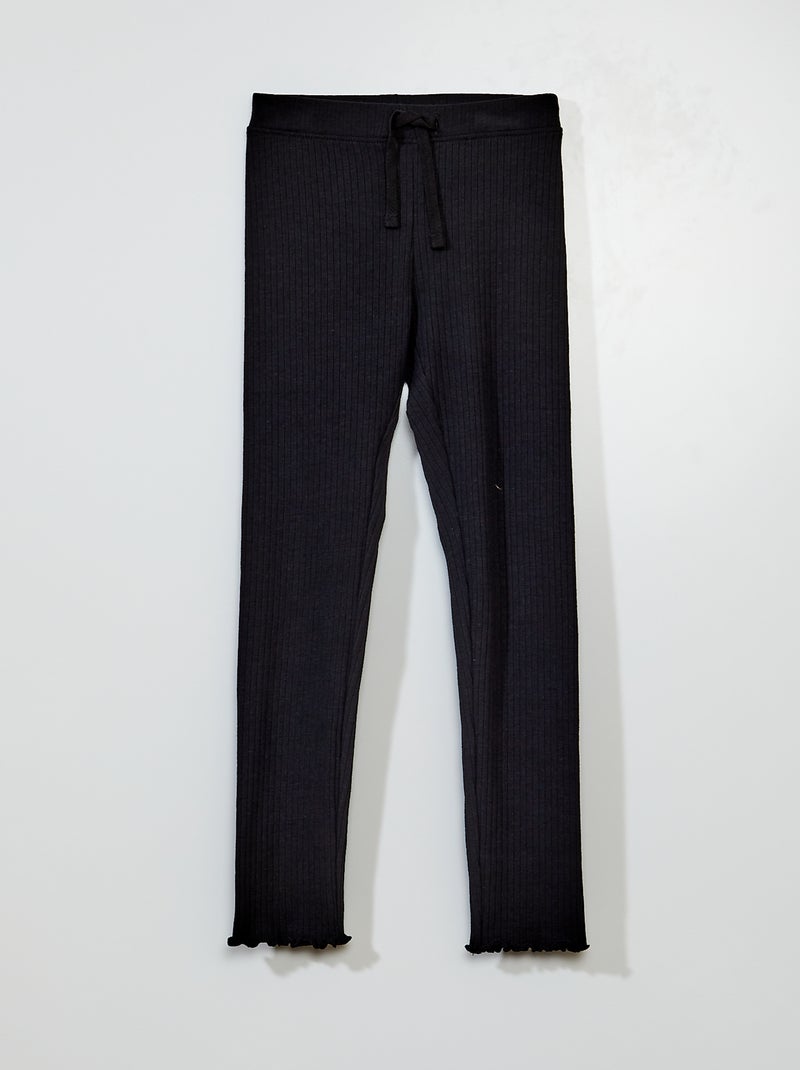 Leggings compridas caneladas Preto - Kiabi