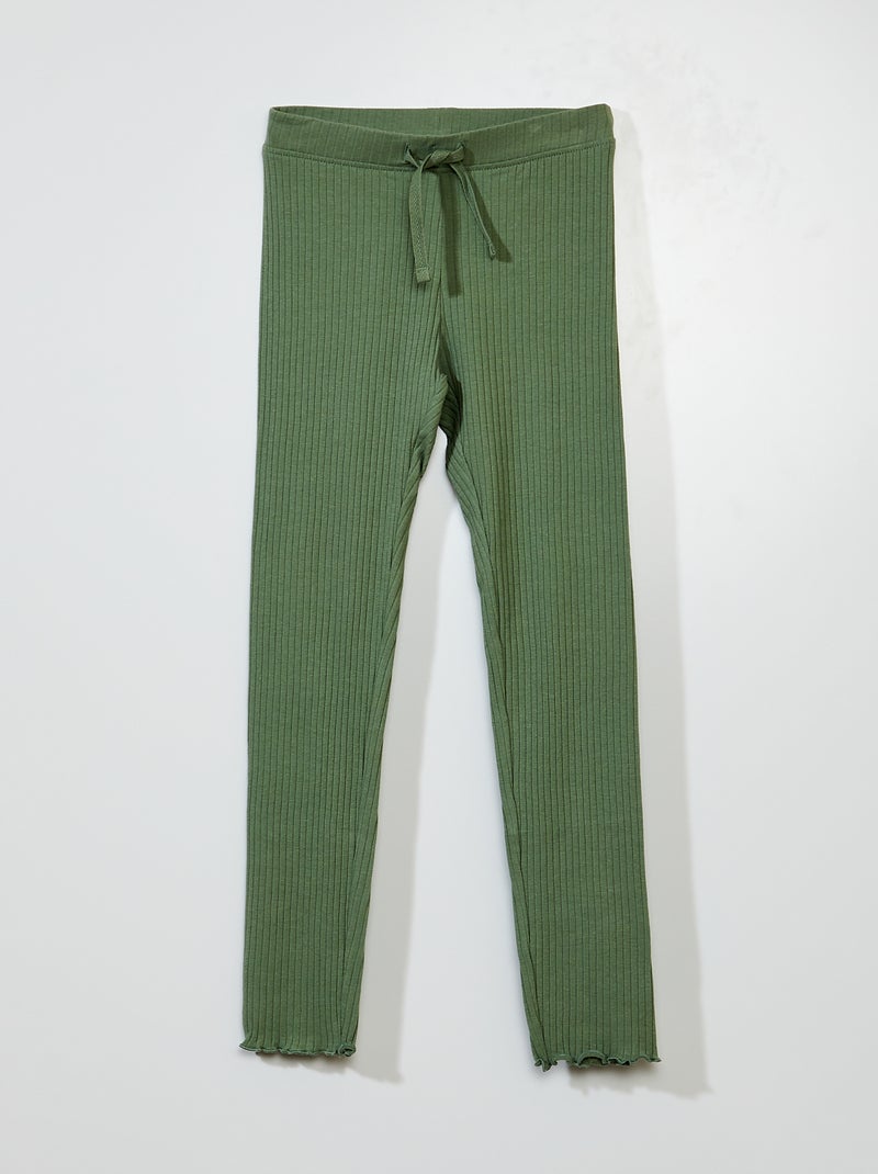 Leggings compridas caneladas Verde - Kiabi