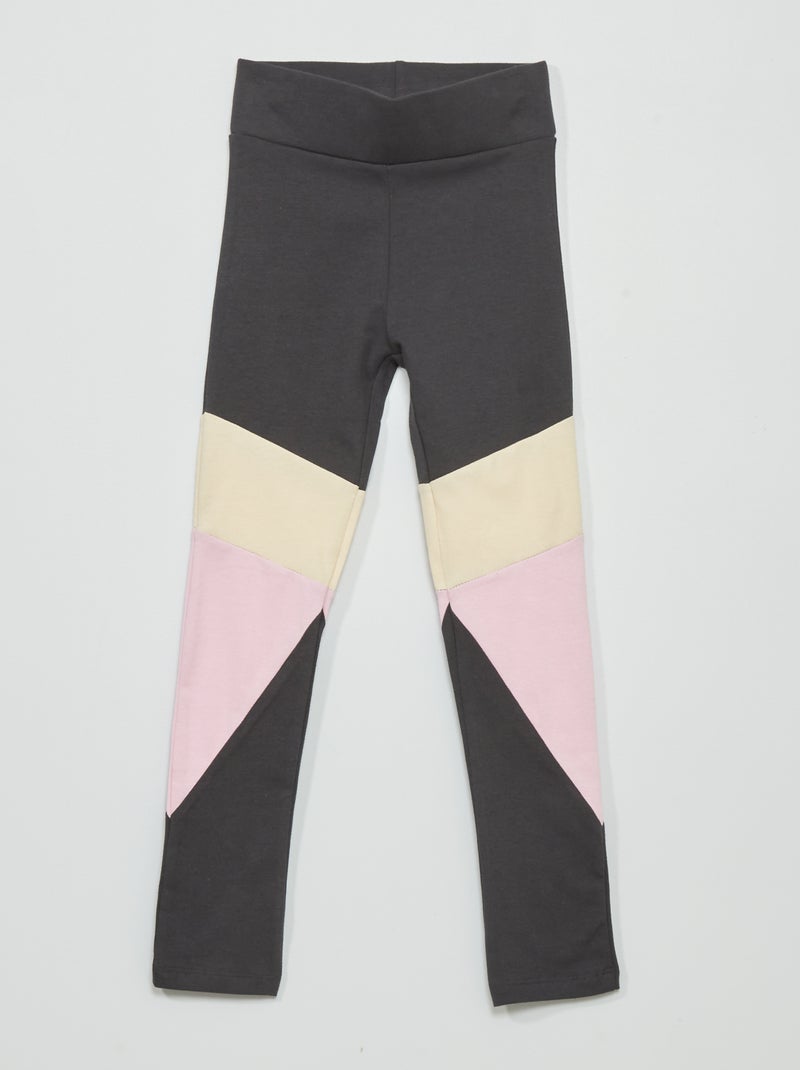Leggings compridas color block Cinza Escuro - Kiabi