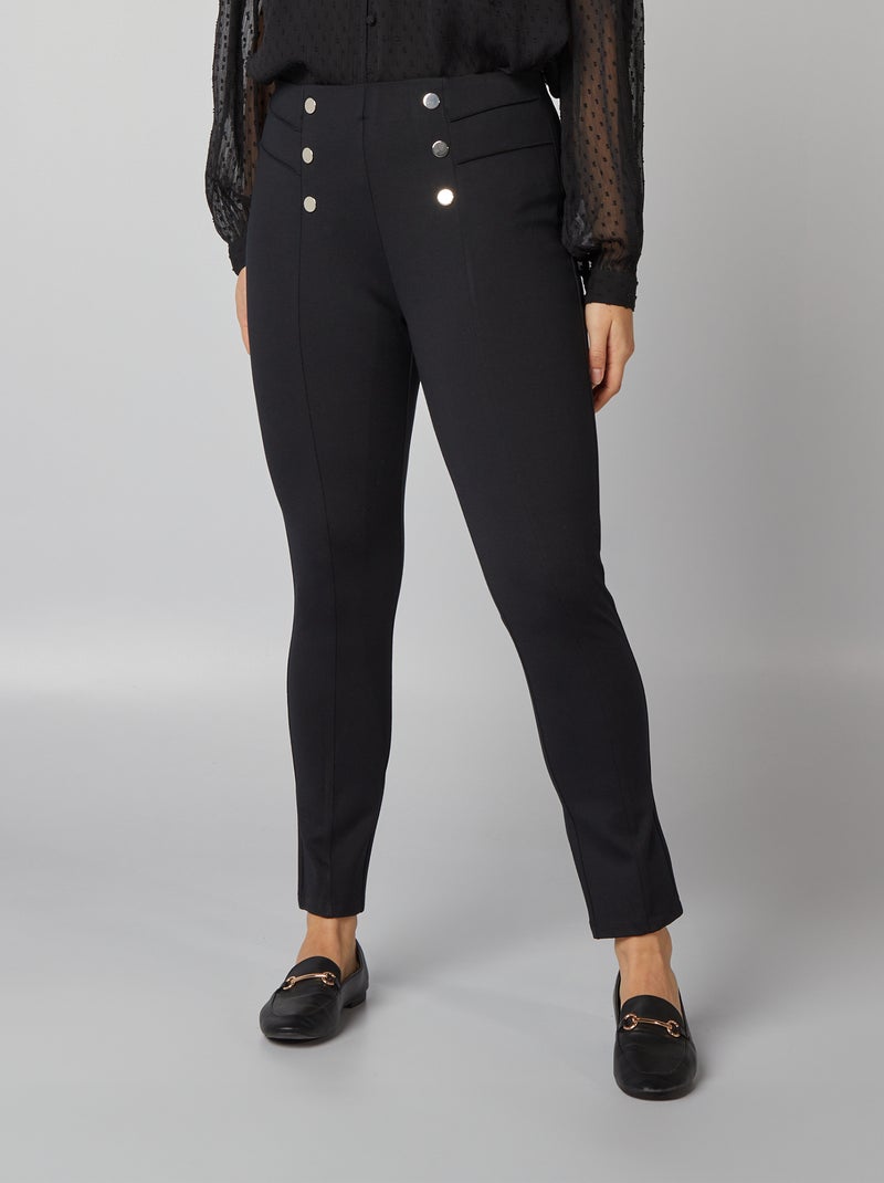 Leggings compridas com botões Preto - Kiabi