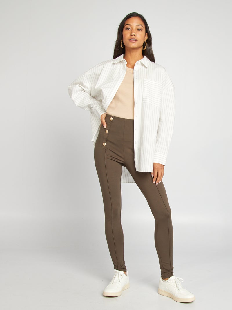 Leggings compridas com cintura subida CAQUI - Kiabi