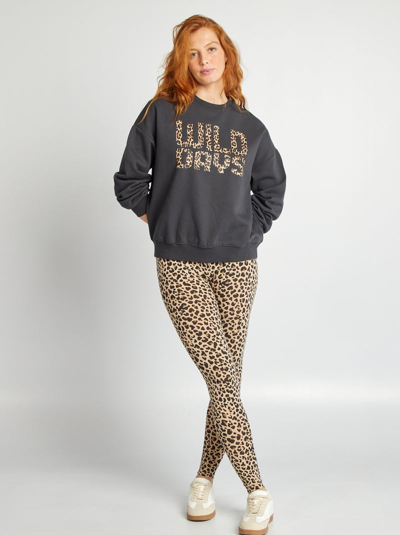 Leggings compridas com motivo leopardo BEGE - Kiabi