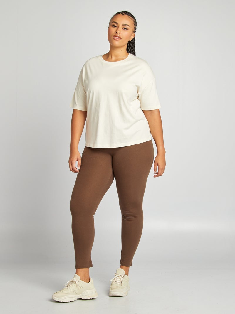 Leggings compridas em algodão CASTANHO - Kiabi