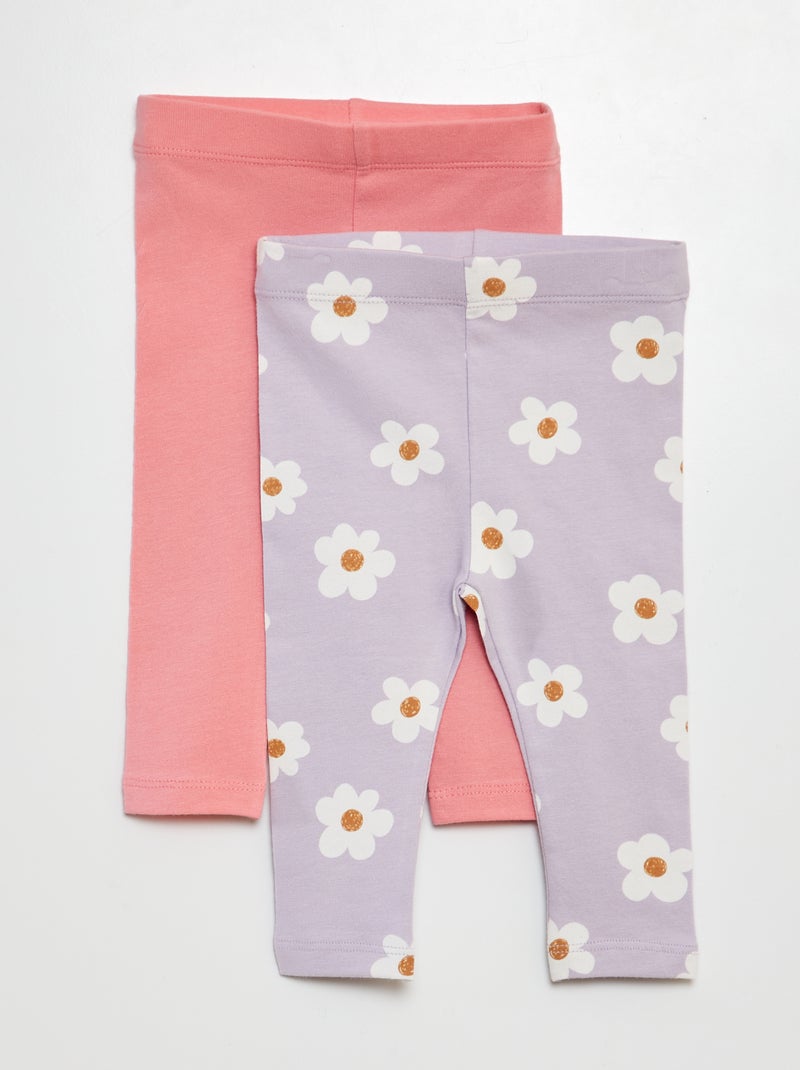 Leggings compridas estampadas  - 2 peças VIOLETA - Kiabi