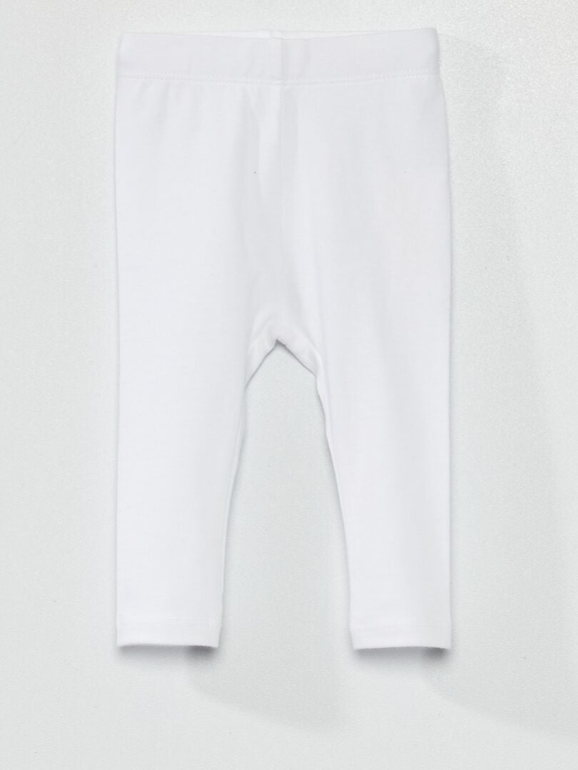 Leggings compridas lisas em malha jersey Branco - Kiabi