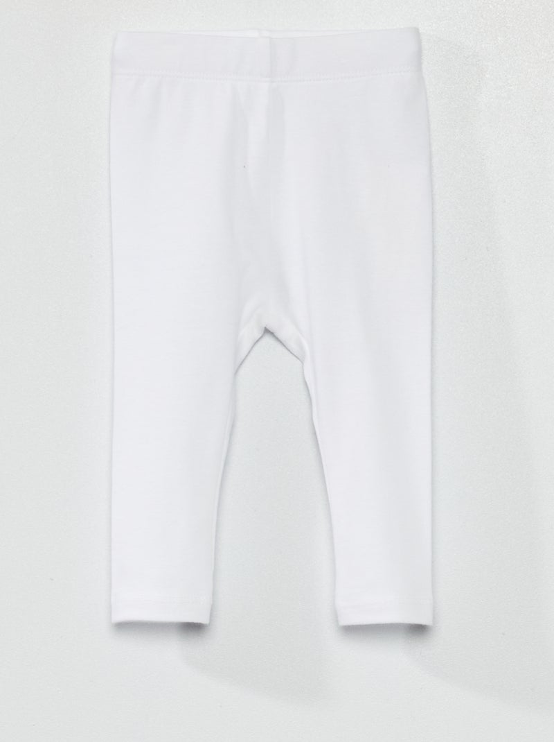 Leggings compridas lisas em malha jersey Branco - Kiabi