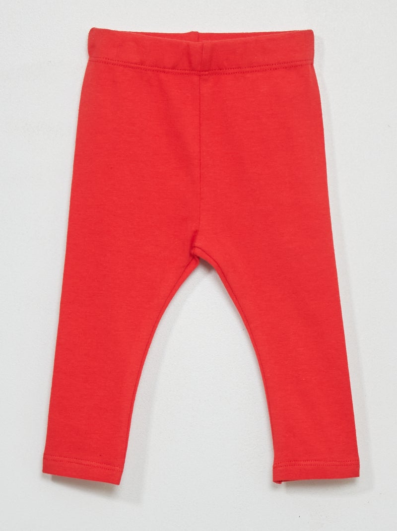 Leggings compridas lisas em malha jersey VERMELHO - Kiabi