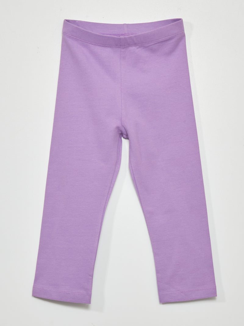 Leggings curtas em jersey liso Violeta - Kiabi