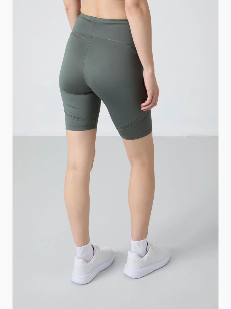 Leggings curtos de malha de cintura subida tommy Cáqui - Kiabi
