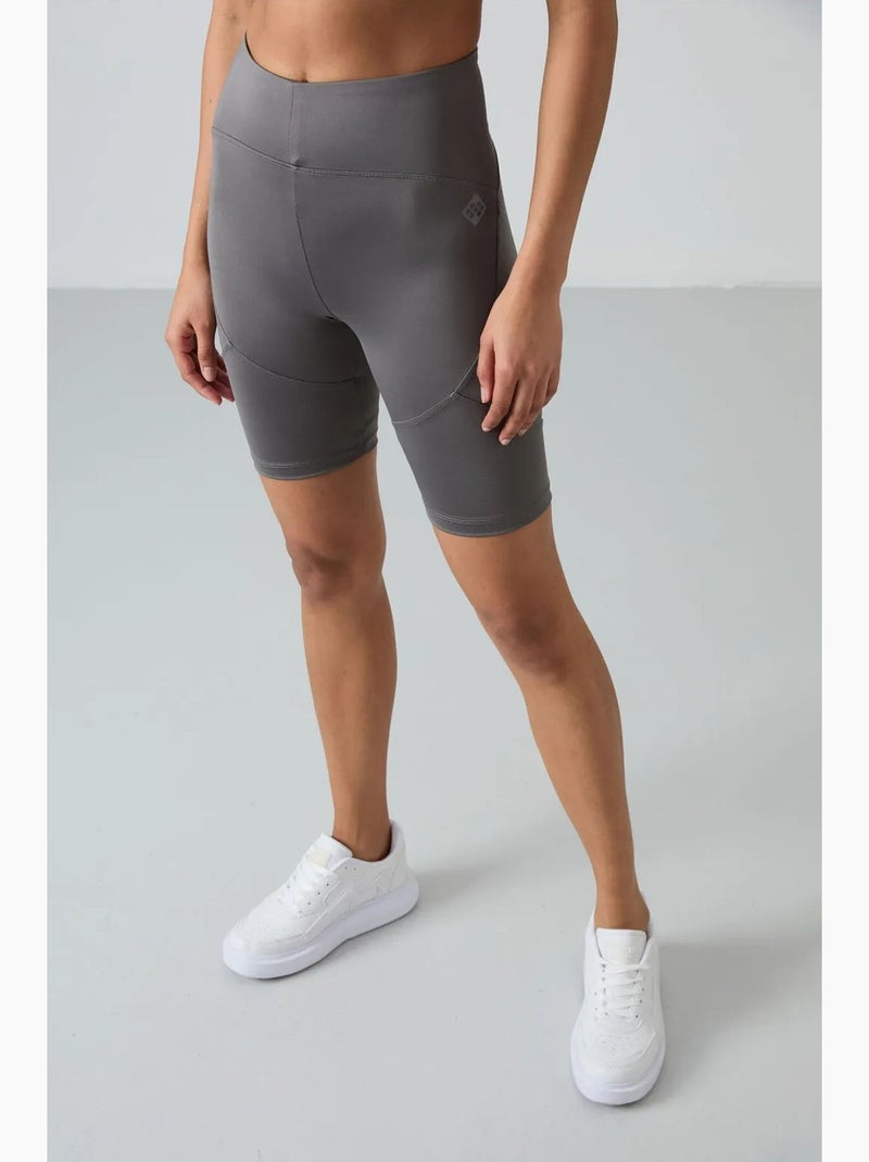 Leggings curtos de malha de cintura subida tommy Cinza escuro - Kiabi