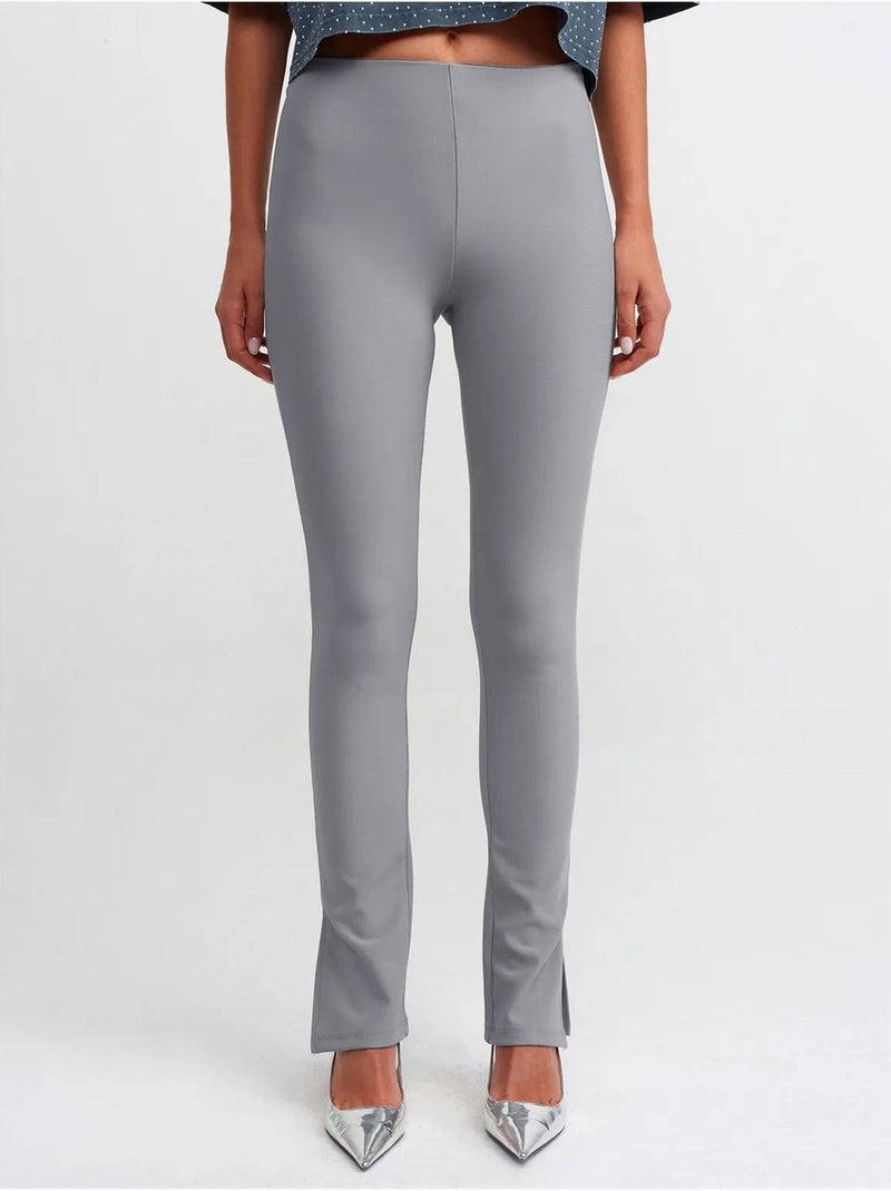 Leggings de cintura subida à boca de sino com racha dilvin Cinza - Kiabi