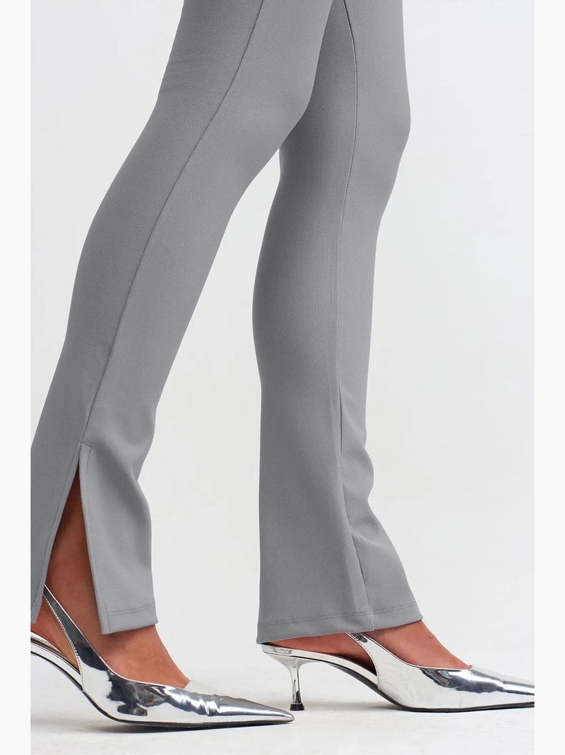 Leggings de cintura subida à boca de sino com racha dilvin Cinza - Kiabi