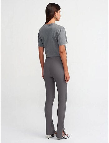Leggings de cintura subida à boca de sino com racha dilvin
