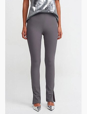 Leggings de cintura subida à boca de sino com racha dilvin