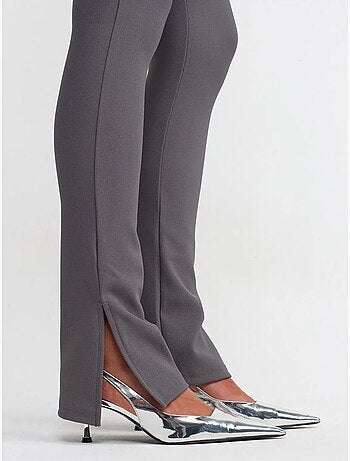 Leggings de cintura subida à boca de sino com racha dilvin