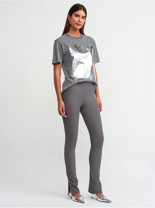 Leggings de cintura subida à boca de sino com racha dilvin - Kiabi Leggings de cintura subida à boca de sino com racha dilvin - Kiabi