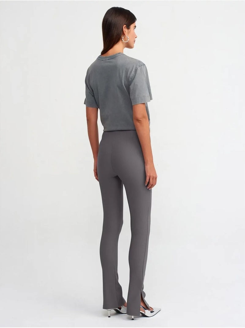 Leggings de cintura subida à boca de sino com racha dilvin Cinza-preto - Kiabi