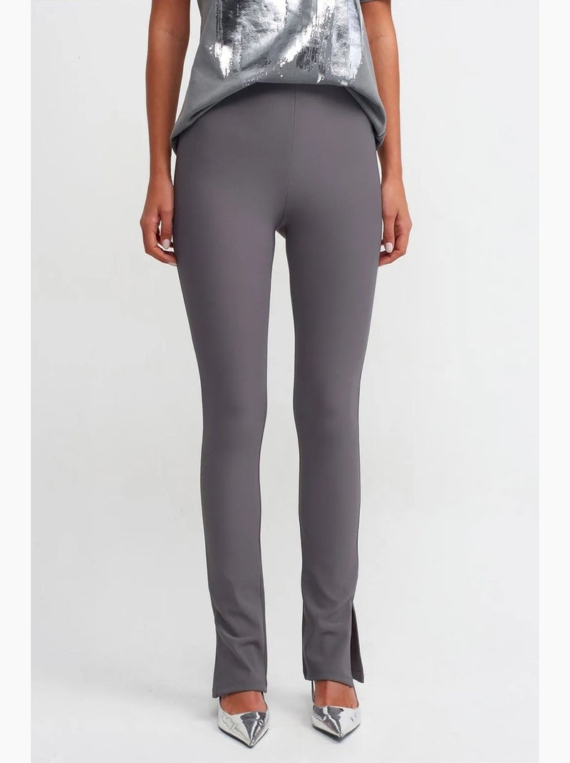 Leggings de cintura subida à boca de sino com racha dilvin Cinza-preto - Kiabi