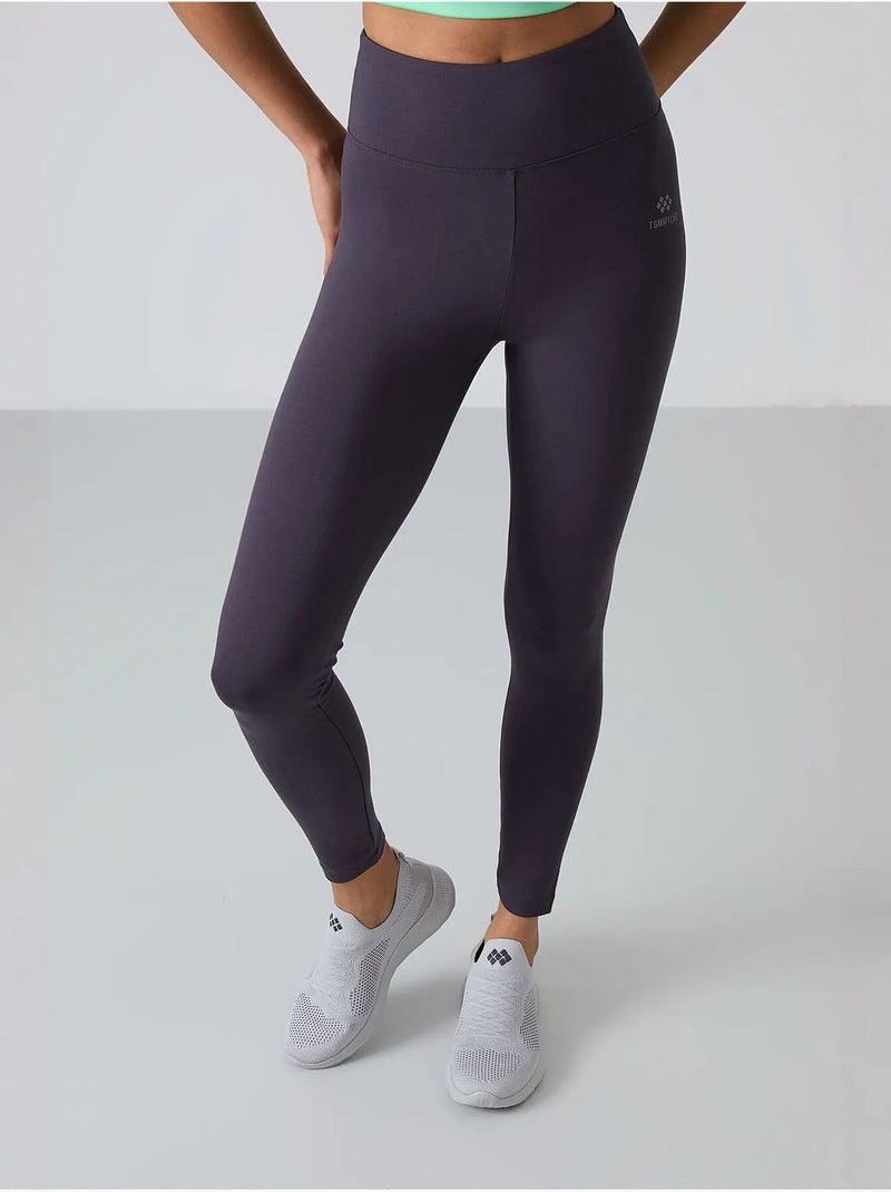 Leggings de cintura subida em algodão e elastano tommy Cinza escuro - Kiabi