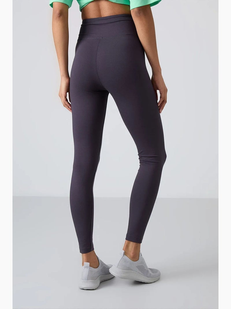Leggings de cintura subida em algodão e elastano tommy Cinza escuro - Kiabi