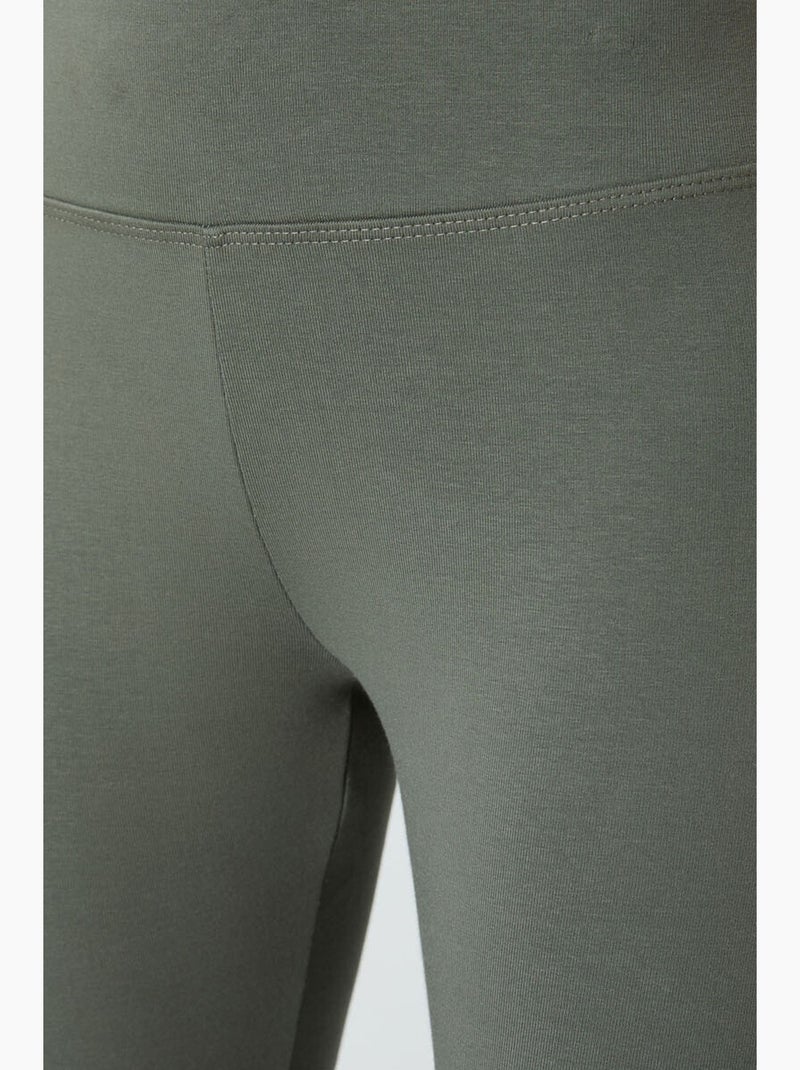 Leggings de cintura subida em mistura de algodão tommy Cáqui - Kiabi