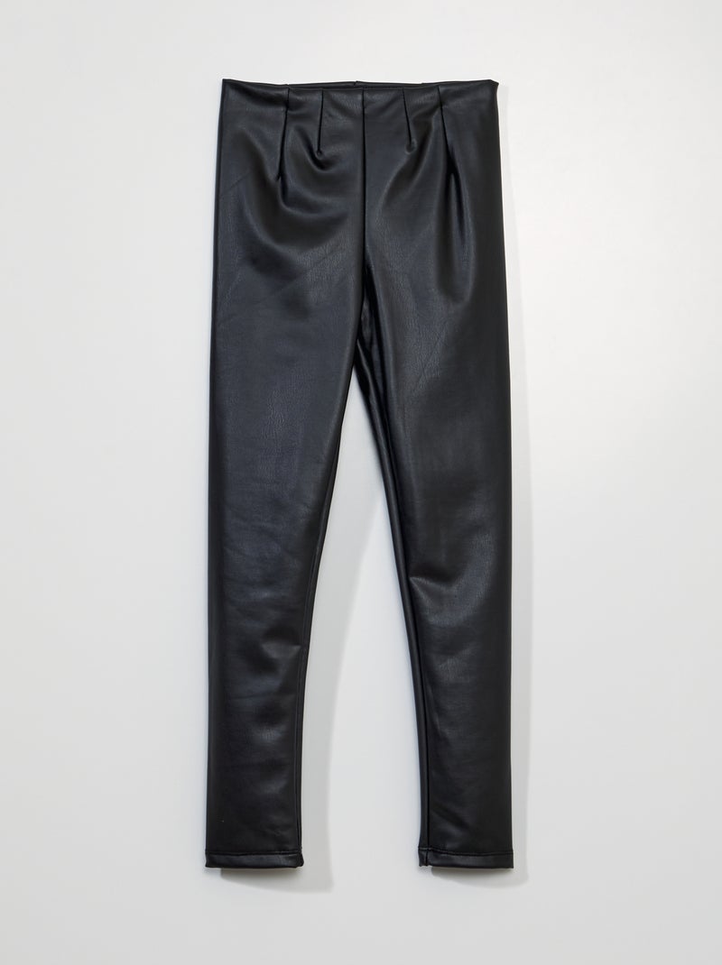 Leggings de cintura subida em pele sintética Preto - Kiabi