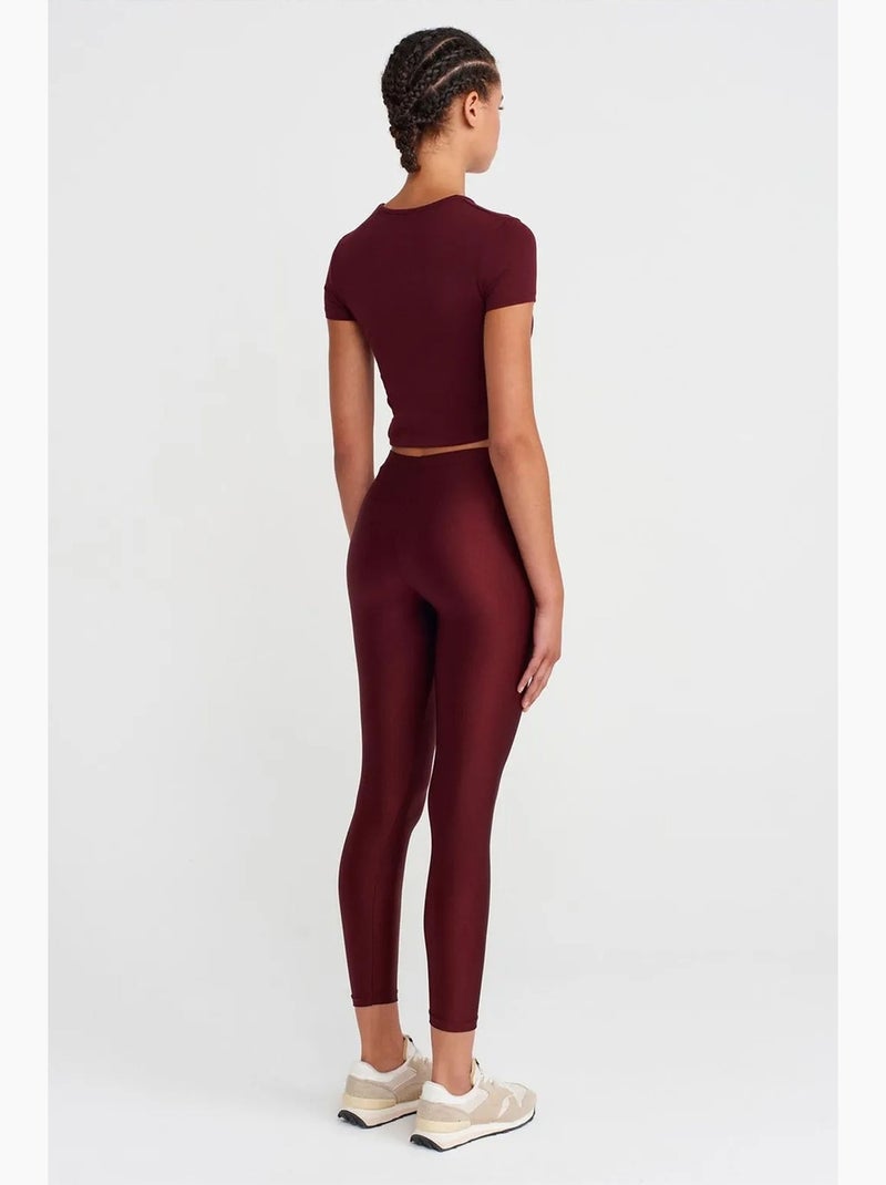 Leggings de cintura subida slim fit dilvin Vermelho bordô - Kiabi