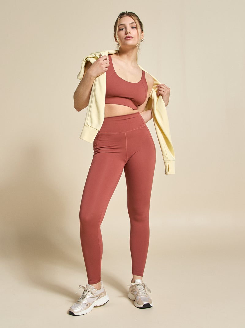 Leggings de desporto com bolsos - (ekstract) Castanho - Kiabi